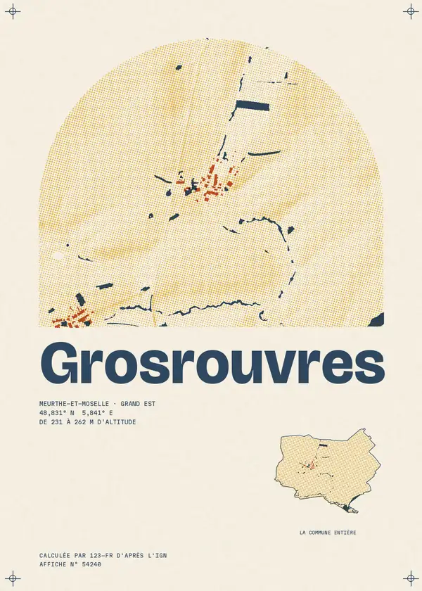 Affiche de Grosrouvres, calculée par 123-fr d'après l'IGN