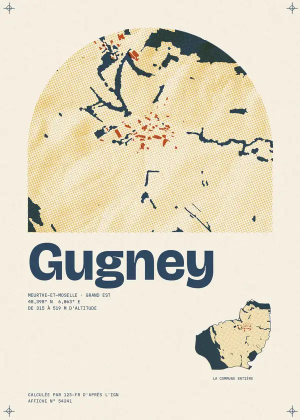 Affiche de Gugney, calculée par 123-fr d'après l'IGN