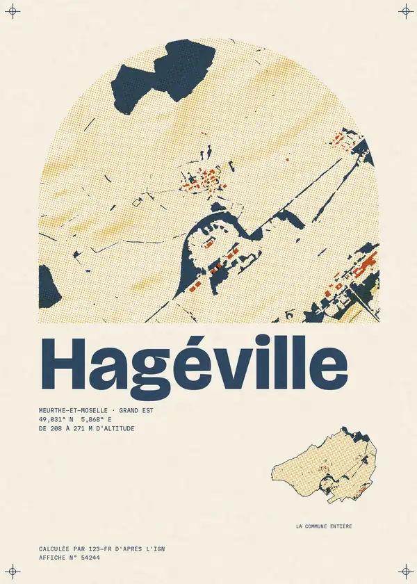 Affiche de Hagéville, calculée par 123-fr d'après l'IGN