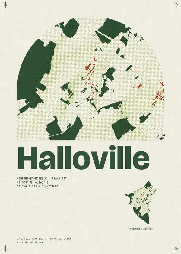 Affiche de Halloville, calculée par 123-fr d'après l'IGN