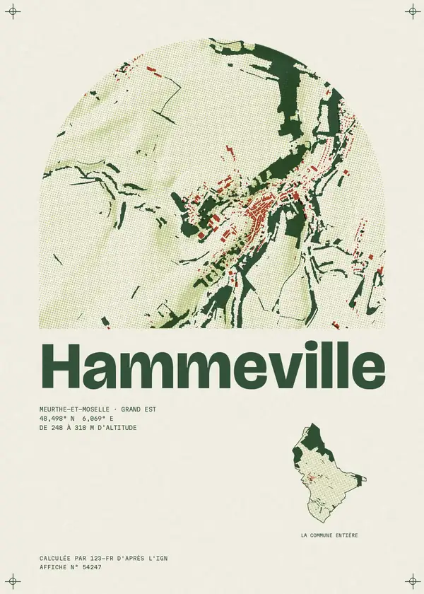 Affiche de Hammeville, calculée par 123-fr d'après l'IGN