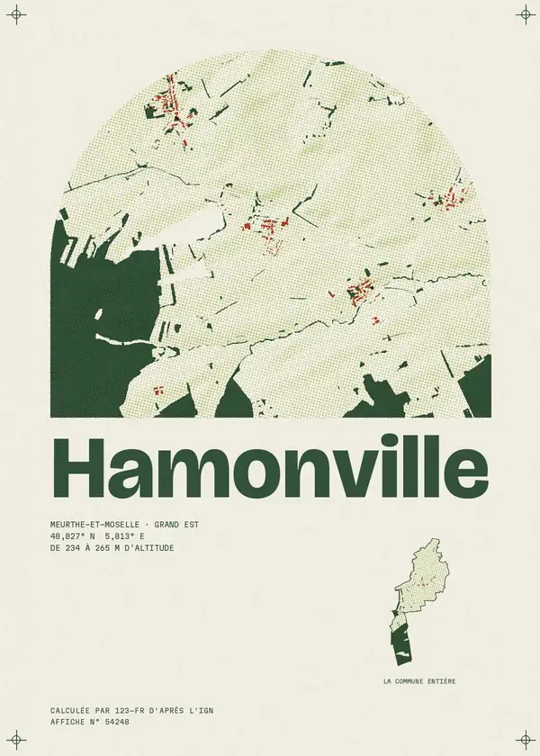 Affiche de Hamonville, calculée par 123-fr d'après l'IGN