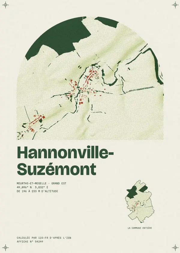 Affiche de Hannonville-Suzémont, calculée par 123-fr d'après l'IGN