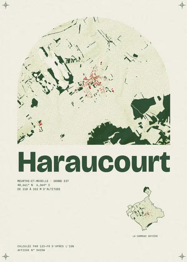 Affiche de Haraucourt, calculée par 123-fr d'après l'IGN
