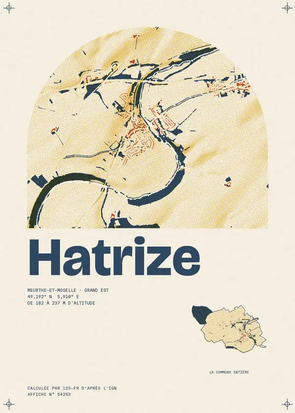 Affiche de Hatrize, calculée par 123-fr d'après l'IGN