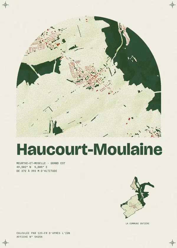 Affiche de Haucourt-Moulaine, calculée par 123-fr d'après l'IGN