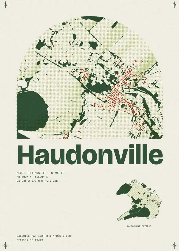 Affiche de Haudonville, calculée par 123-fr d'après l'IGN