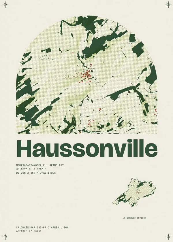 Affiche de Haussonville, calculée par 123-fr d'après l'IGN