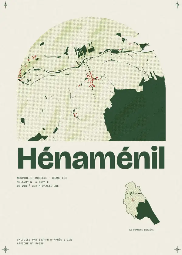 Affiche de Hénaménil, calculée par 123-fr d'après l'IGN