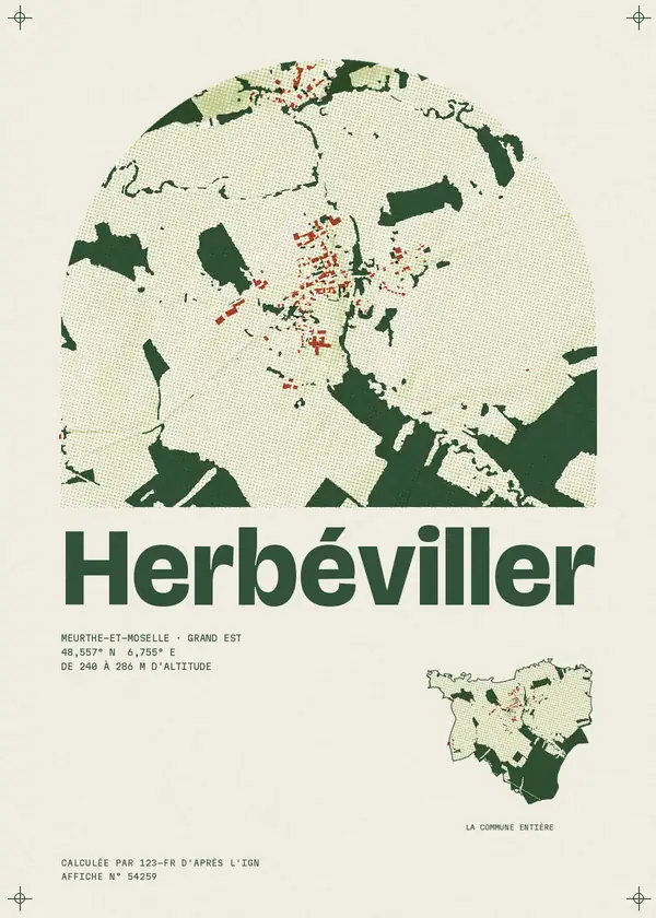 Affiche de Herbéviller, calculée par 123-fr d'après l'IGN
