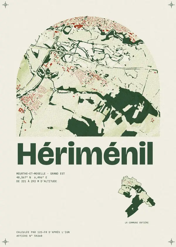 Affiche de Hériménil, calculée par 123-fr d'après l'IGN
