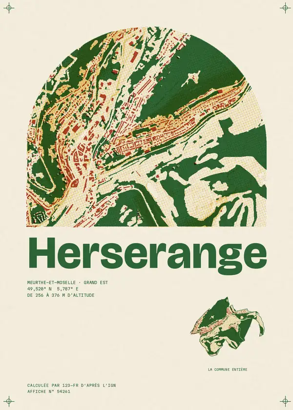 Affiche de Herserange, calculée par 123-fr d'après l'IGN