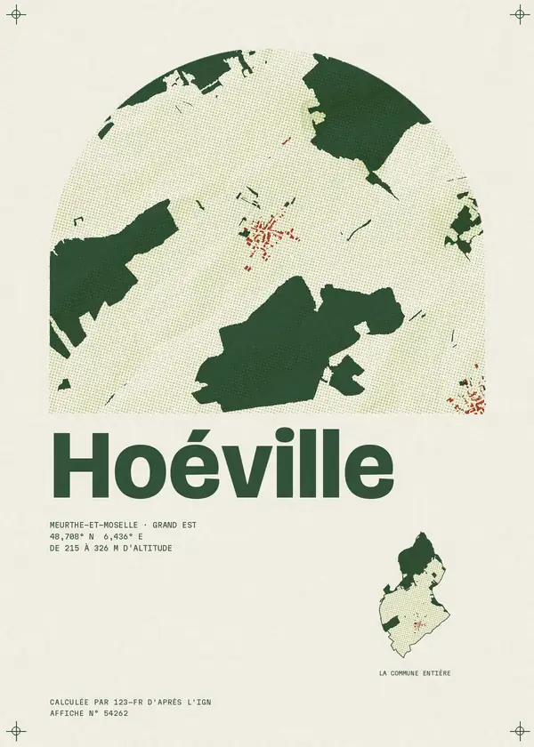 Affiche de Hoéville, calculée par 123-fr d'après l'IGN