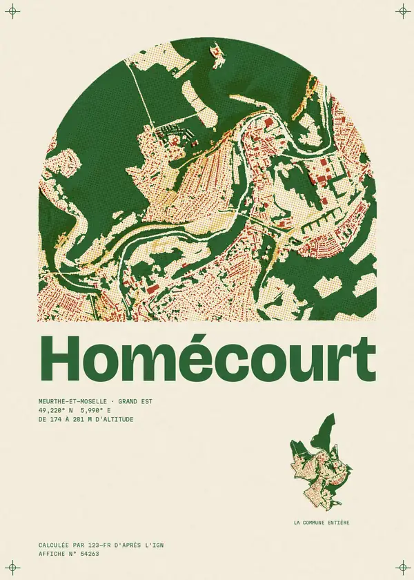 Affiche de Homécourt, calculée par 123-fr d'après l'IGN