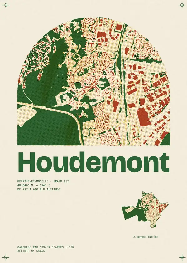Affiche de Houdemont, calculée par 123-fr d'après l'IGN