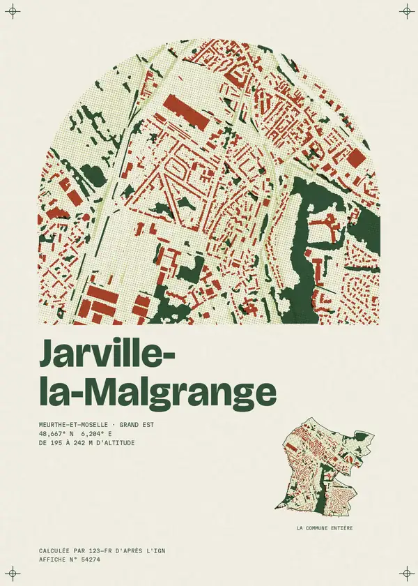 Affiche de Jarville-la-Malgrange, calculée par 123-fr d'après l'IGN