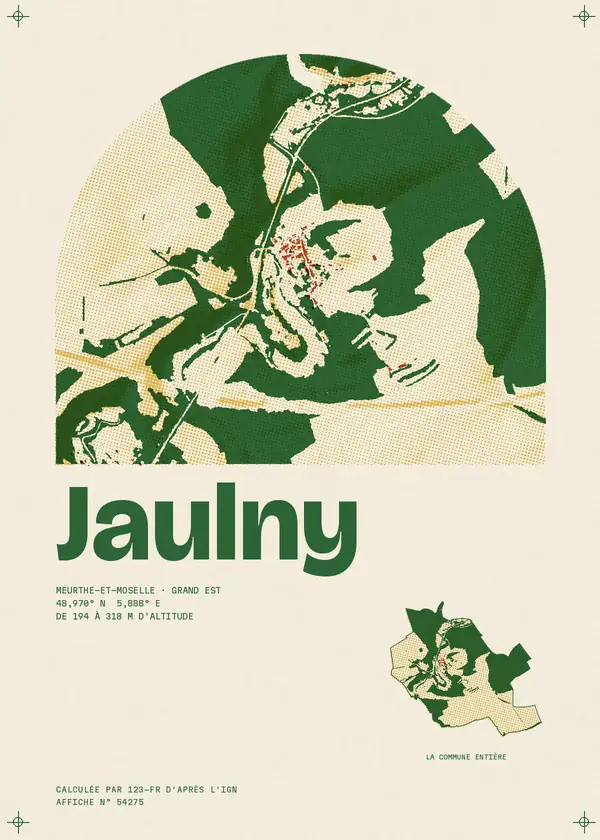 Affiche de Jaulny, calculée par 123-fr d'après l'IGN
