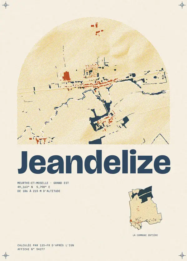 Affiche de Jeandelize, calculée par 123-fr d'après l'IGN