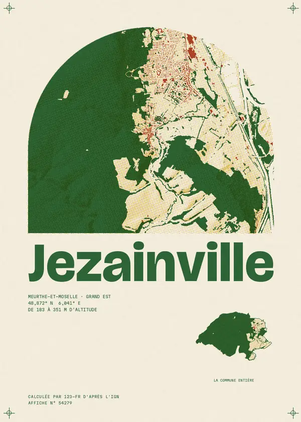 Affiche de Jezainville, calculée par 123-fr d'après l'IGN