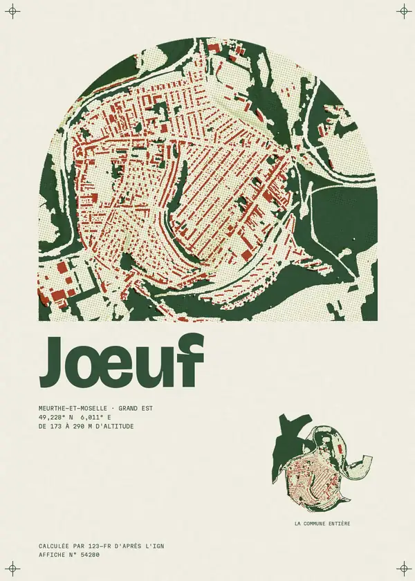 Affiche de Jœuf, calculée par 123-fr d'après l'IGN