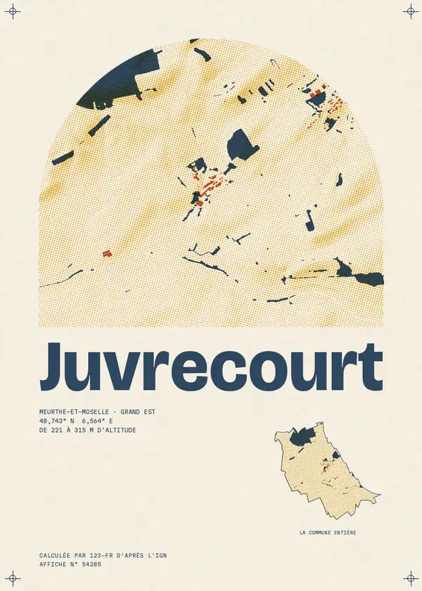 Affiche de Juvrecourt, calculée par 123-fr d'après l'IGN
