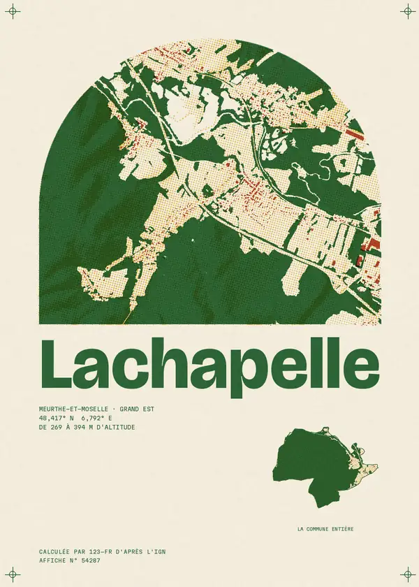 Affiche de Lachapelle, calculée par 123-fr d'après l'IGN