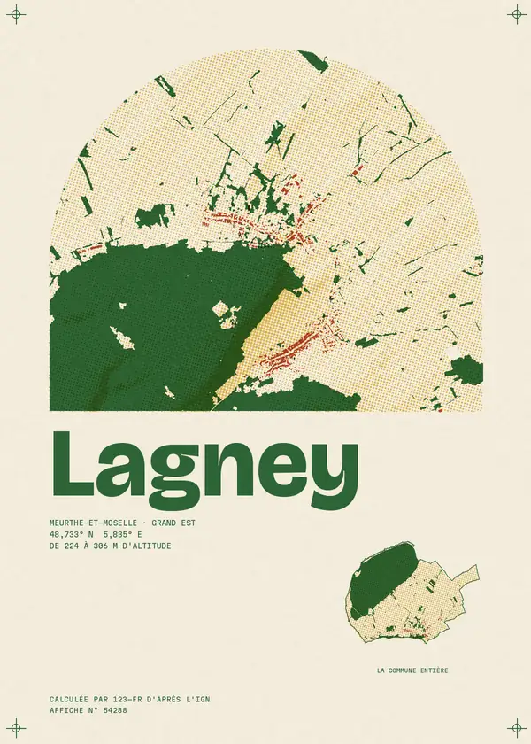 Affiche de Lagney, calculée par 123-fr d'après l'IGN