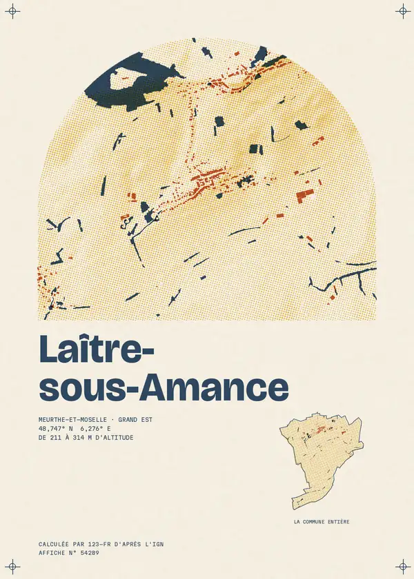 Affiche de Laître-sous-Amance, calculée par 123-fr d'après l'IGN