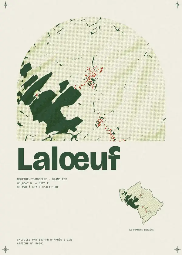 Affiche de Lalœuf, calculée par 123-fr d'après l'IGN