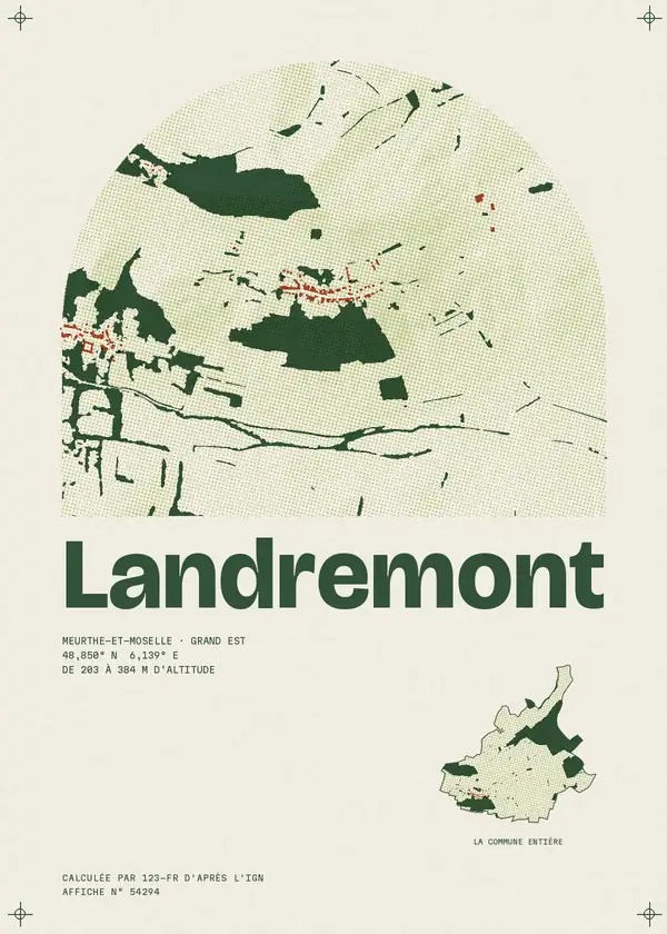 Affiche de Landremont, calculée par 123-fr d'après l'IGN