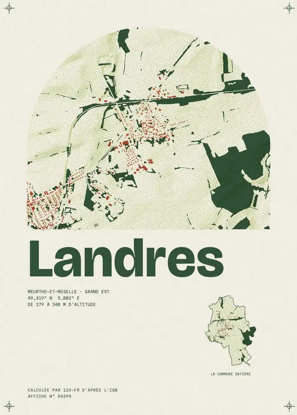 Affiche de Landres, calculée par 123-fr d'après l'IGN