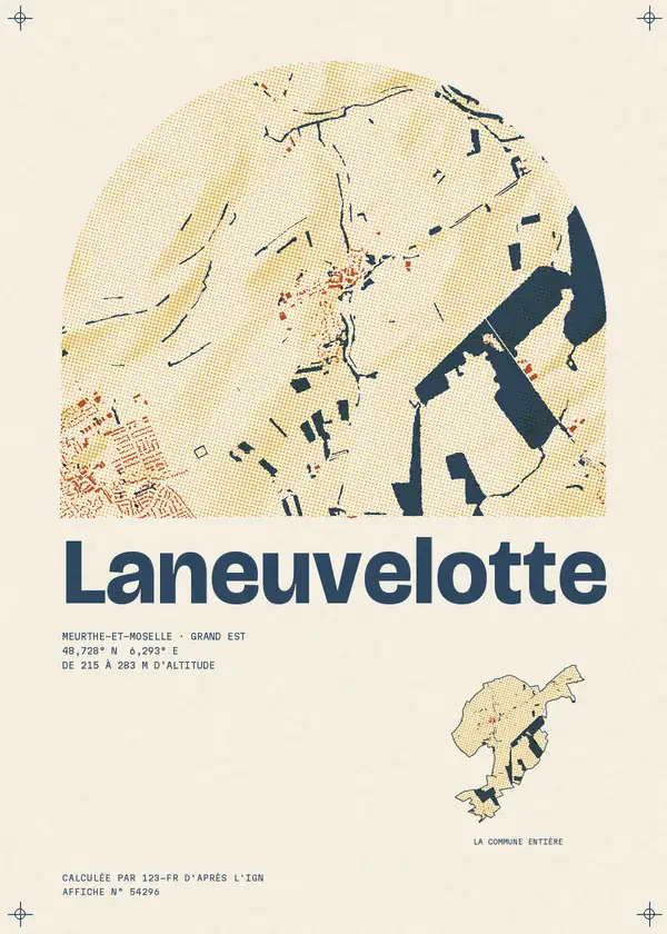 Affiche de Laneuvelotte, calculée par 123-fr d'après l'IGN