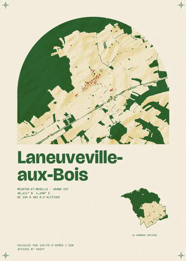 Affiche de Laneuveville-aux-Bois, calculée par 123-fr d'après l'IGN