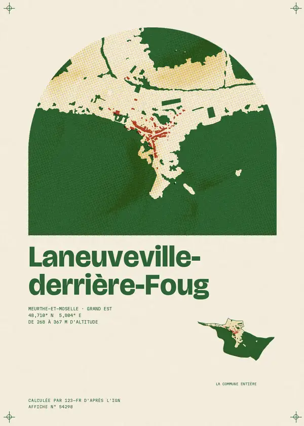 Affiche de Laneuveville-derrière-Foug, calculée par 123-fr d'après l'IGN