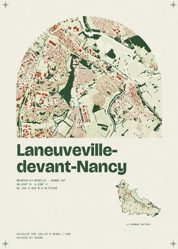 Affiche de Laneuveville-devant-Nancy, calculée par 123-fr d'après l'IGN