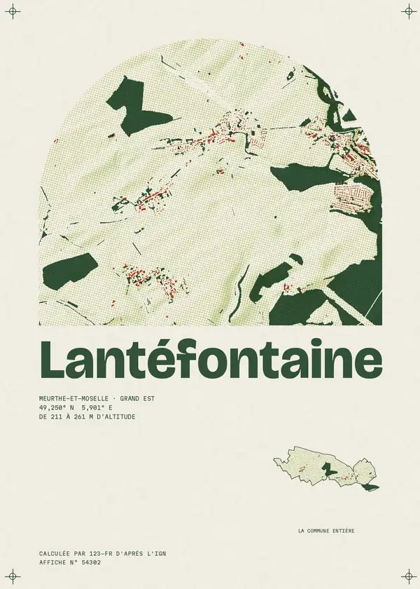 Affiche de Lantéfontaine, calculée par 123-fr d'après l'IGN