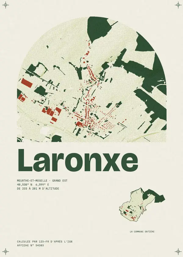 Affiche de Laronxe, calculée par 123-fr d'après l'IGN