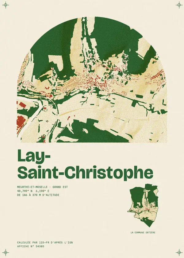 Affiche de Lay-Saint-Christophe, calculée par 123-fr d'après l'IGN