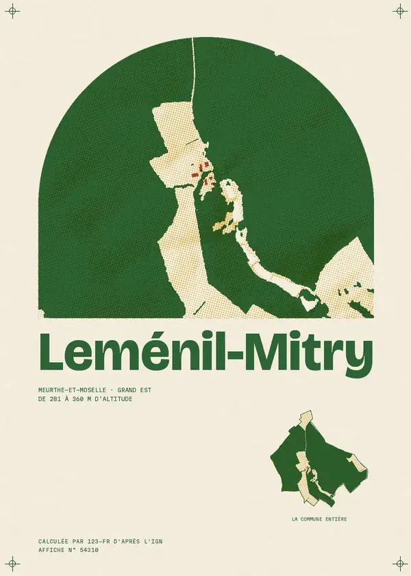 Affiche de Leménil-Mitry, calculée par 123-fr d'après l'IGN