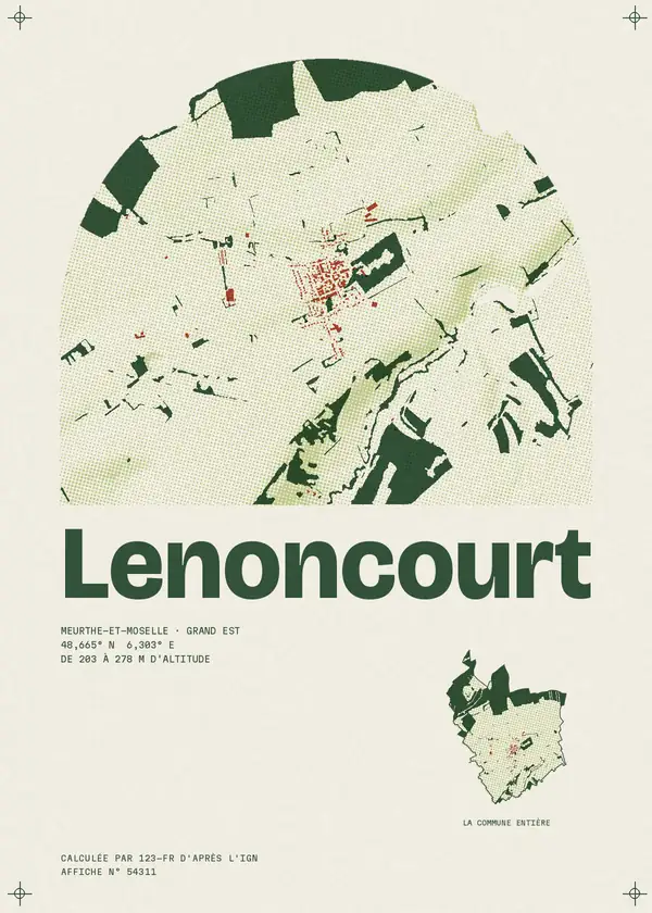 Affiche de Lenoncourt, calculée par 123-fr d'après l'IGN