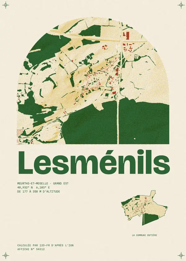 Affiche de Lesménils, calculée par 123-fr d'après l'IGN