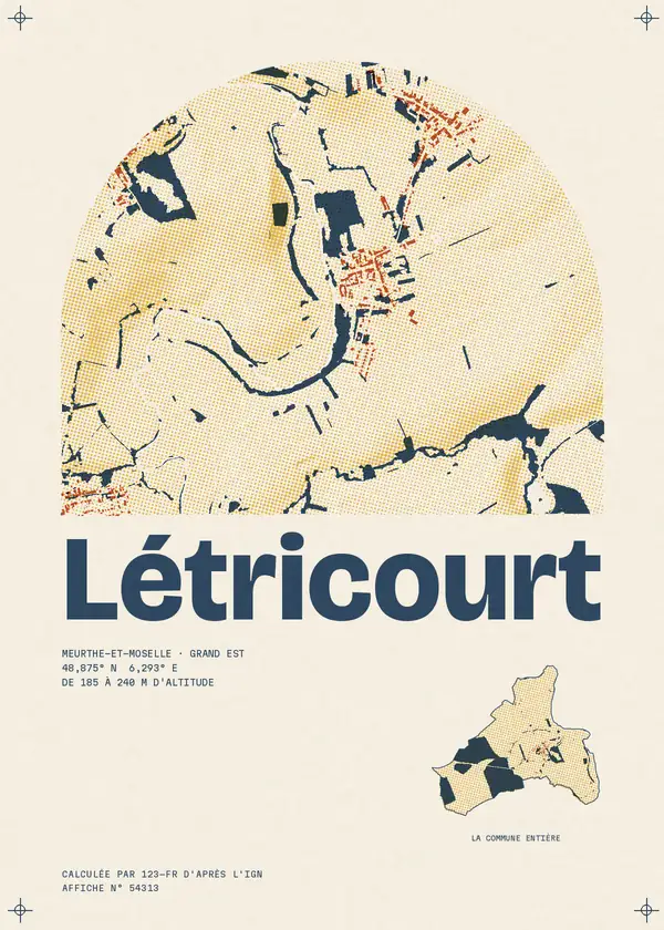 Affiche de Létricourt, calculée par 123-fr d'après l'IGN