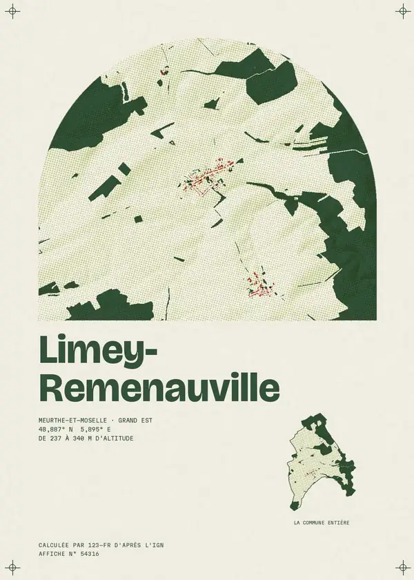 Affiche de Limey-Remenauville, calculée par 123-fr d'après l'IGN