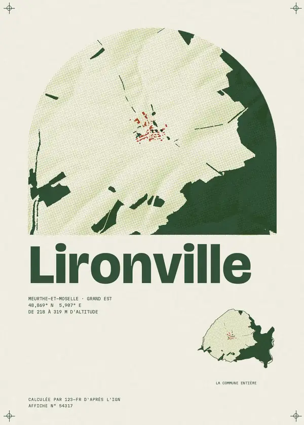 Affiche de Lironville, calculée par 123-fr d'après l'IGN