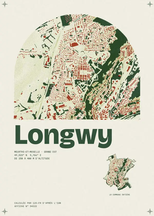 Affiche de Longwy, calculée par 123-fr d'après l'IGN