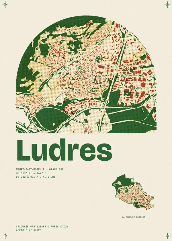 Affiche de Ludres, calculée par 123-fr d'après l'IGN