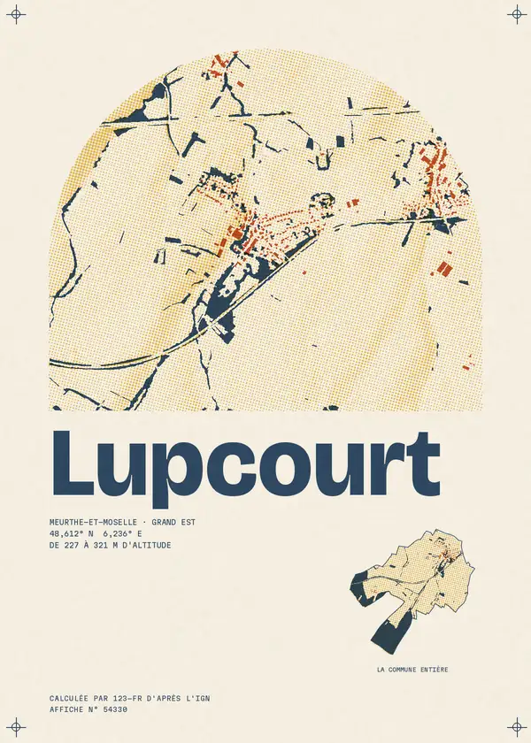 Affiche de Lupcourt, calculée par 123-fr d'après l'IGN