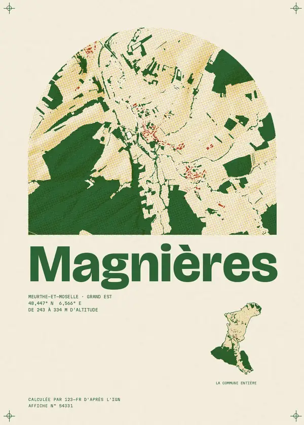 Affiche de Magnières, calculée par 123-fr d'après l'IGN