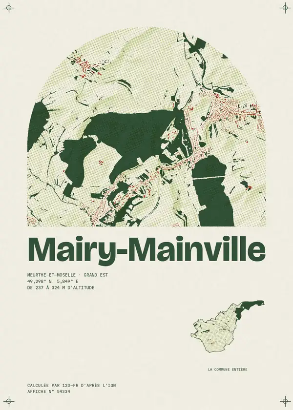 Affiche de Mairy-Mainville, calculée par 123-fr d'après l'IGN
