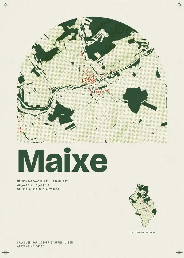 Affiche de Maixe, calculée par 123-fr d'après l'IGN